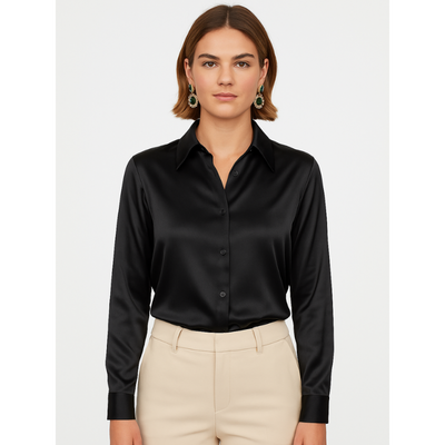 Satijnen Dames Blouse met Knopen – Elegant & Tijdloos