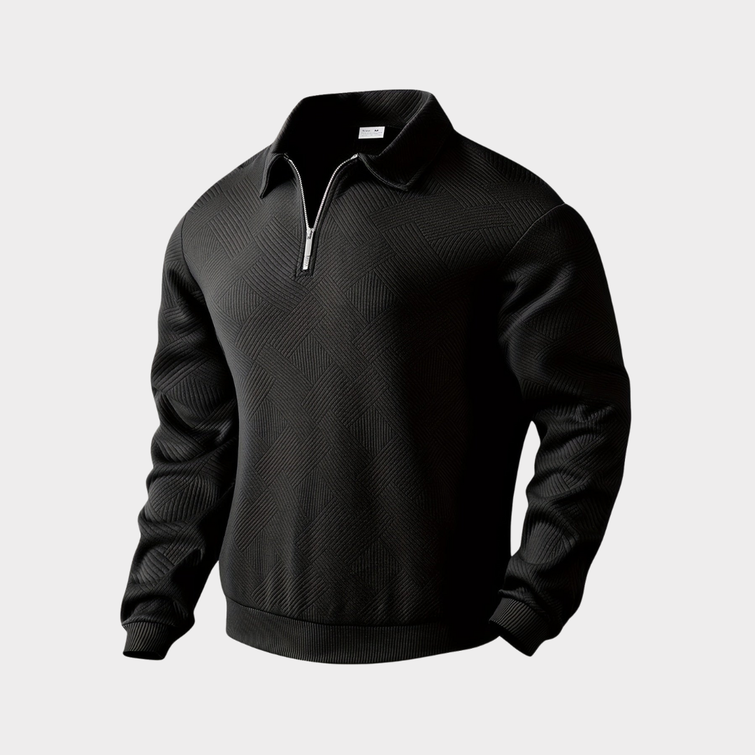 Luxe Quarter Zip Trui met Geometrisch Design – Heren