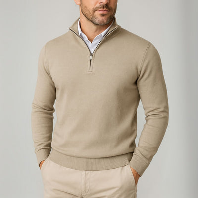 Heren Katoenen Quarter-Zip Trui – Slim Fit