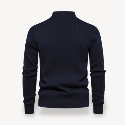Heren Geribde Katoenen Half-Zip Trui