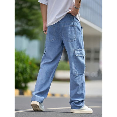 Heren Cargo Denim Broek – Losse Fit met Meerdere Zakken