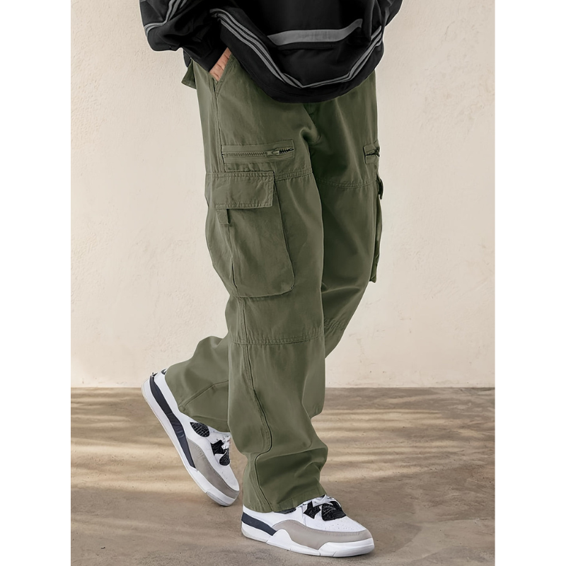 Heren Cargo Broek – Trekkoord & Klepzakken in Streetwear Stijl