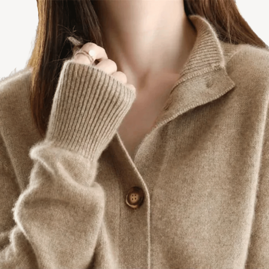 Cashmere Wol Vest Dames – Klassiek met Kraag & Knopen