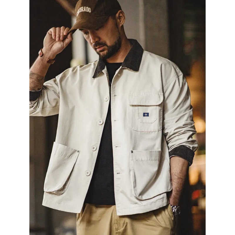 Heren Utility Jacket – Button-Down, Workwear Stijl