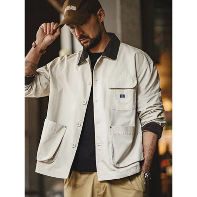 Heren Utility Jacket – Button-Down, Workwear Stijl