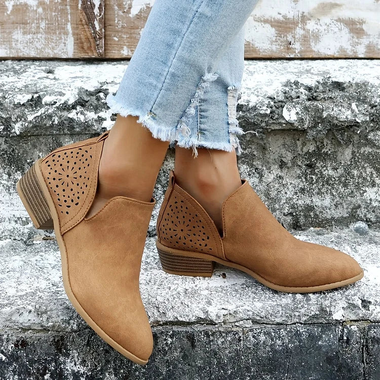 Elegante Leren Dames Schoenen Met Lage Hak – Comfort & Stijl