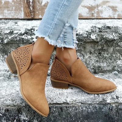 Elegante Leren Dames Schoenen Met Lage Hak – Comfort & Stijl