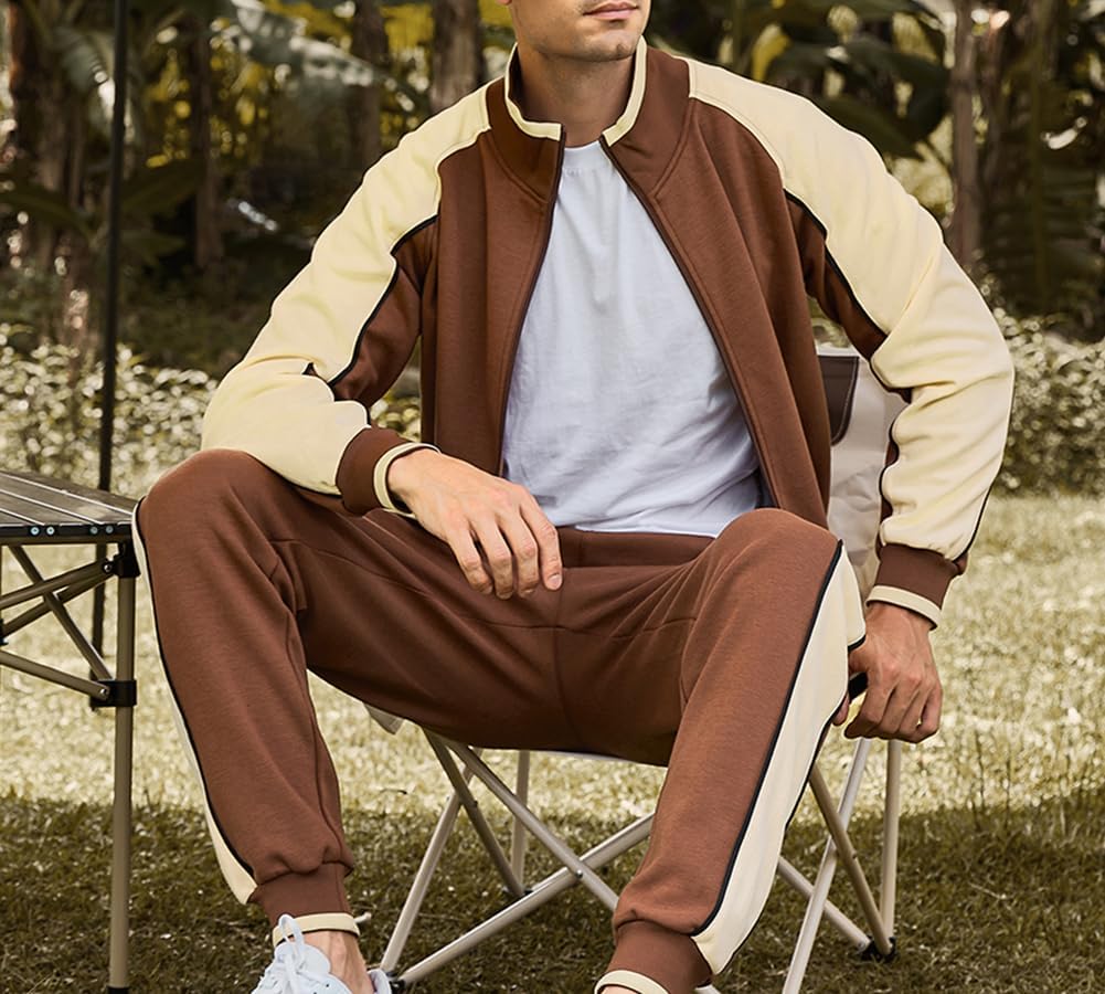 Heren Trainingspak 2-Delig – Colorblock met Sportieve Strepen