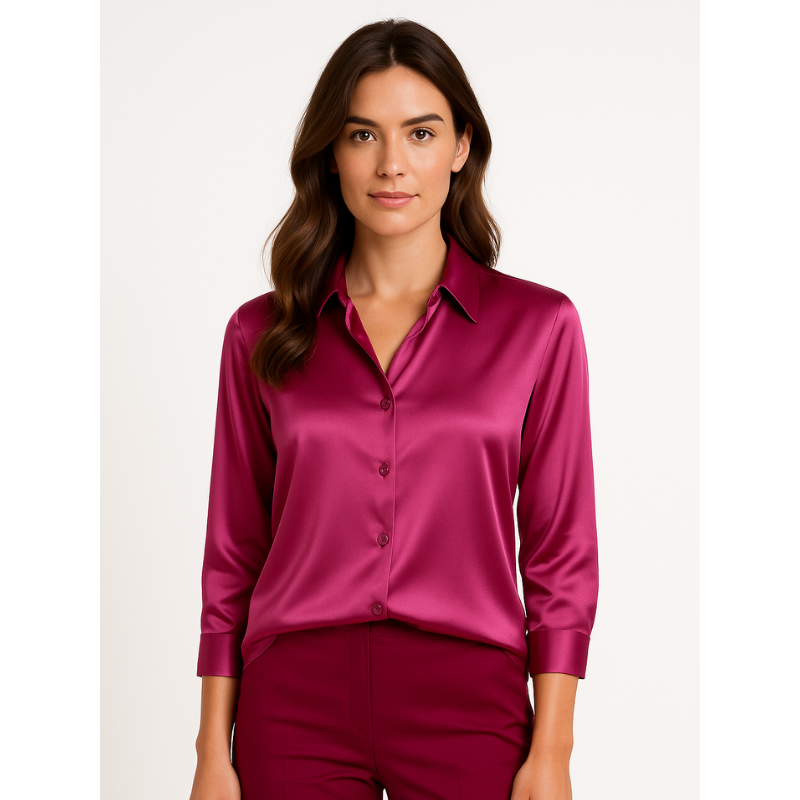 Satijnen Dames Blouse met Knopen – Elegant & Tijdloos