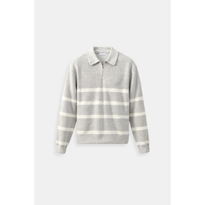 Stijn Gestreepte Zip Sweater – Wolmix