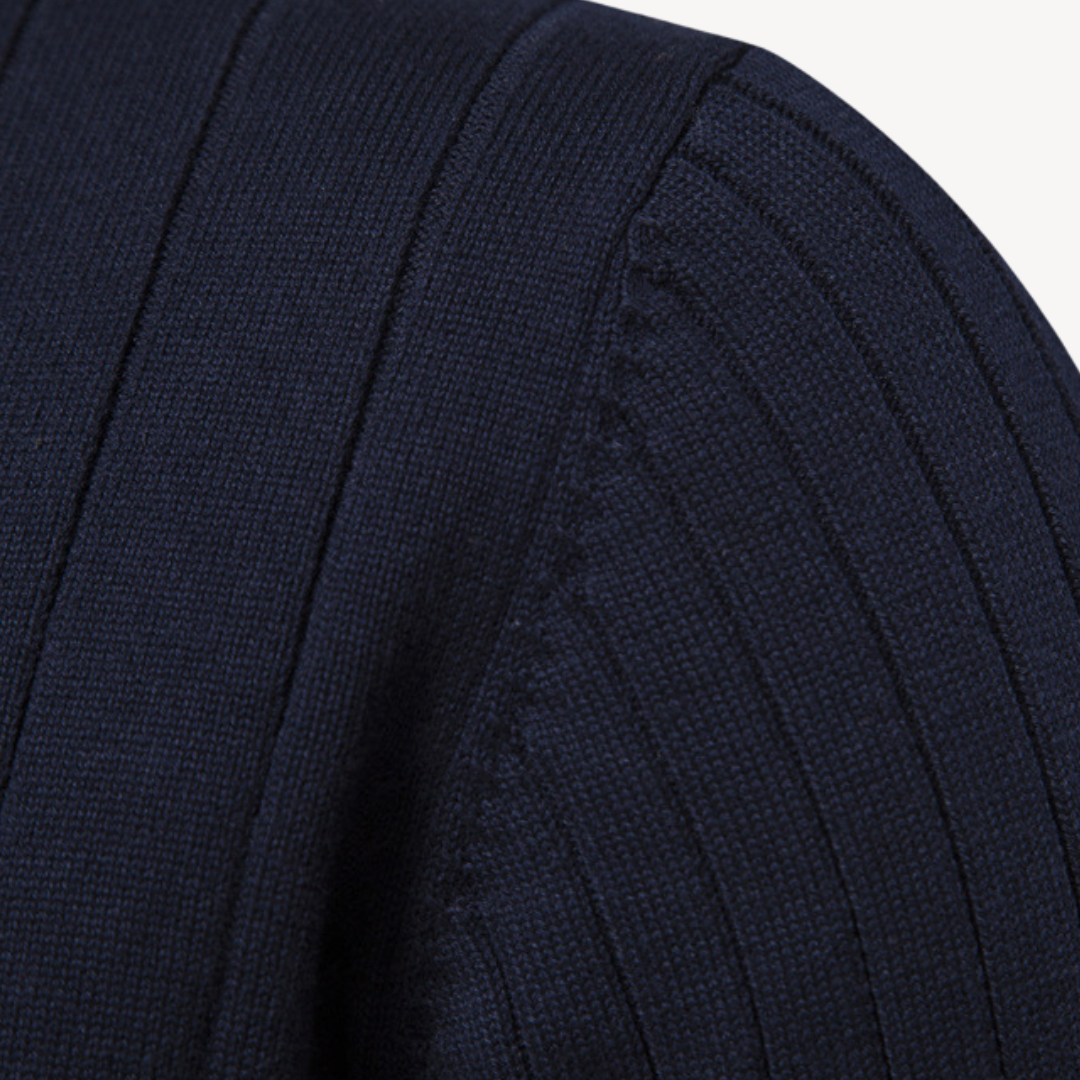 Heren Geribde Katoenen Half-Zip Trui