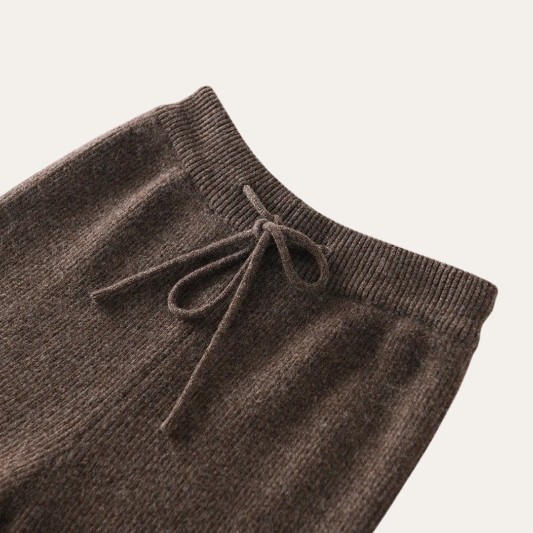 Cashmere Wol Dames Broek – Brede Gebreide Pantalon
