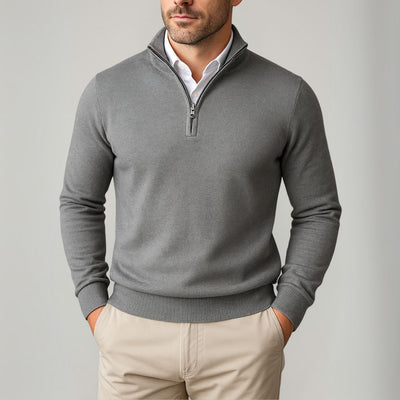 Heren Katoenen Quarter-Zip Trui – Slim Fit
