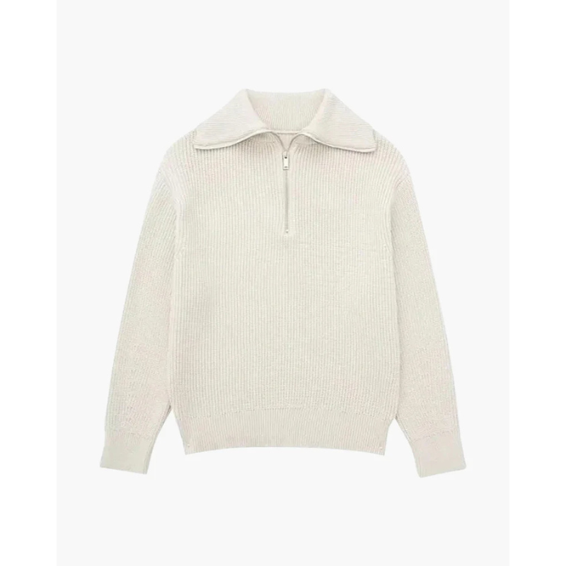 Gestreepte Gebreide Zip-Up Trui