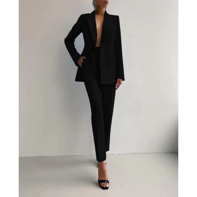 Dames Blazer en Broek Set – Double-Breasted Tailored Pak