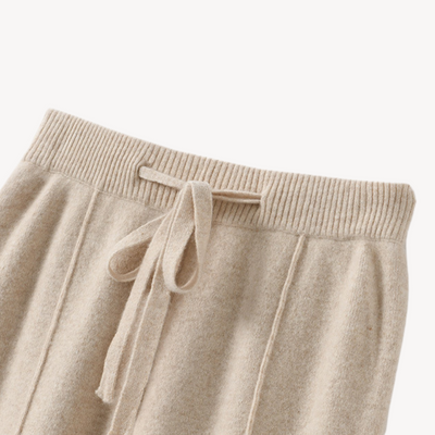Cashmere Dames Broek – Wijde Pantalon met Trekkoord