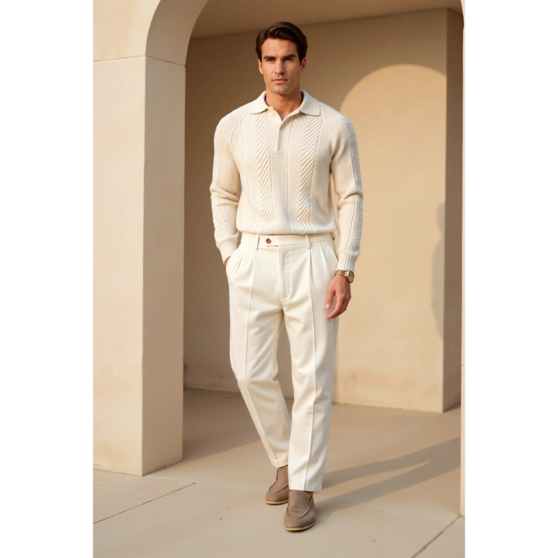 Louis Retro Trui – Effen Kleur, Lange Mouwen