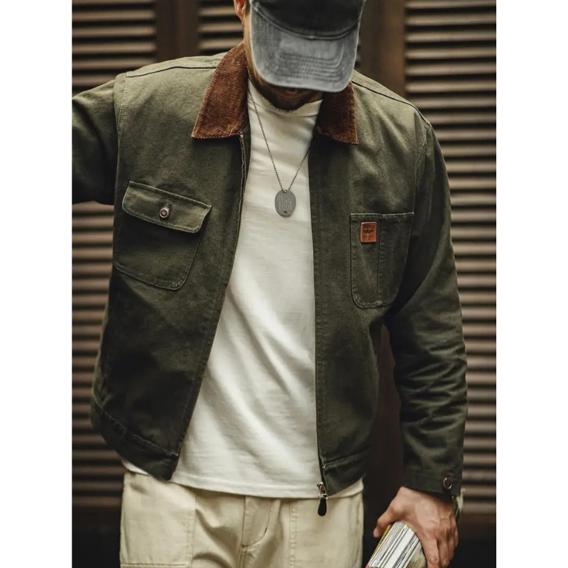 Heren Utility Jacket – Zipper Front met Meerdere Zakken
