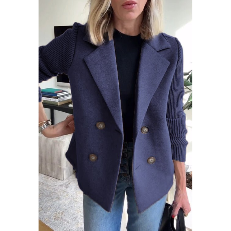 Dubbellaagse Blazer met Gebreide Mouwen