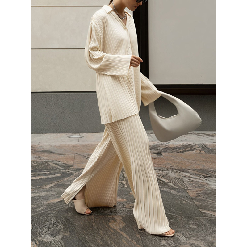 Dames Oversized Plissé Co-ord Set – Stijlvol & Comfortabel