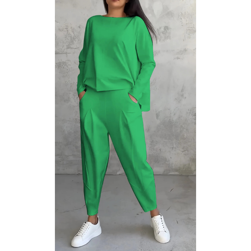 Dames Tweedelig Set – Langarm Top & Harem Broek Comfortabel en Stijlvol