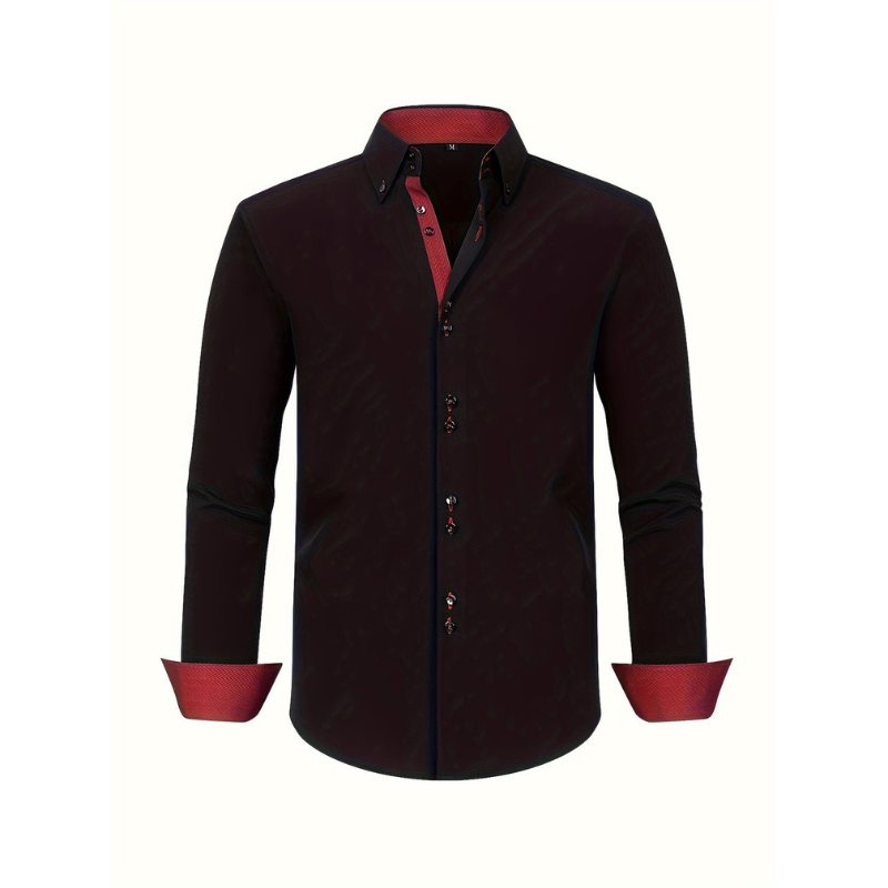 Heren Overhemd – Dubbelrijig Design met Stretch & Contrast Manchetten