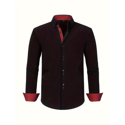 Heren Overhemd – Dubbelrijig Design met Stretch & Contrast Manchetten
