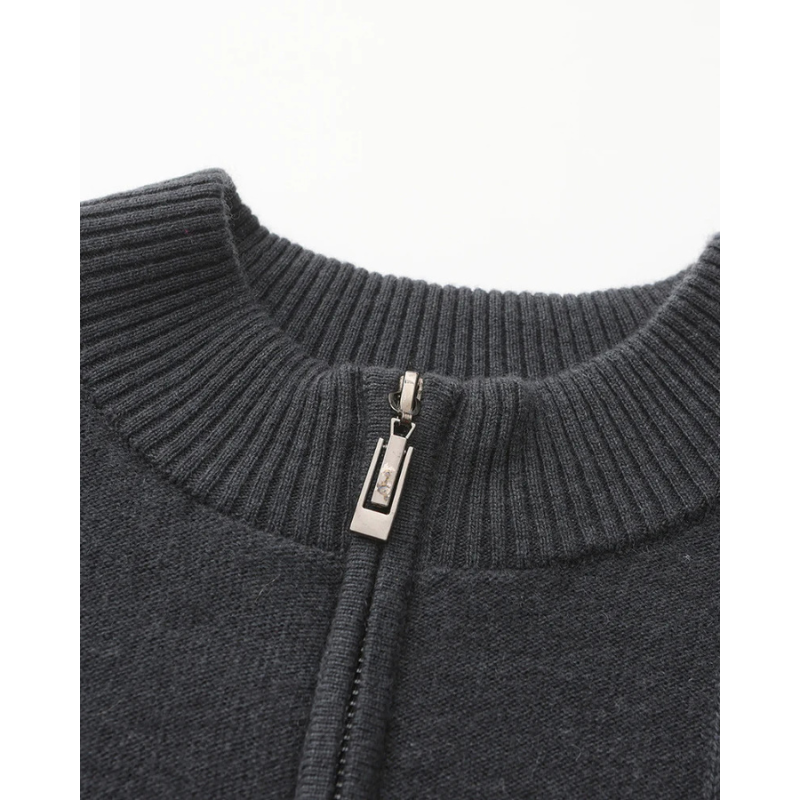 100% Kasjmier Geribbelde Half Zip