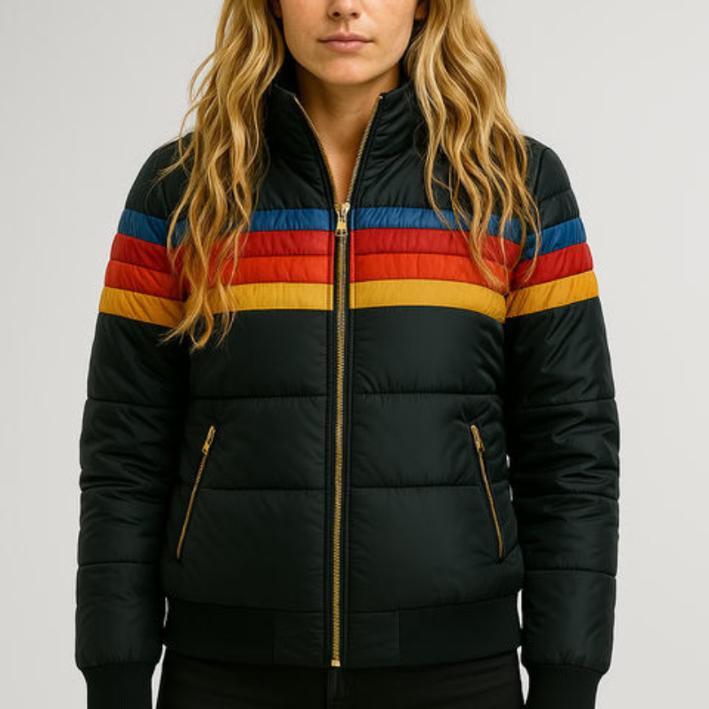 Dames Waterdichte Pufferjas met Capuchon – Kleurblok Winterjas