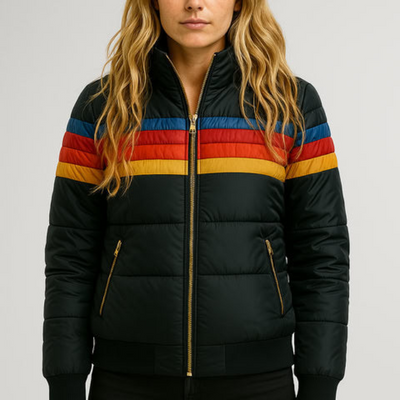 Dames Waterdichte Pufferjas met Capuchon – Kleurblok Winterjas