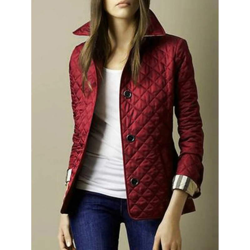 Quilted Damesjack met Omgeslagen Kraag
