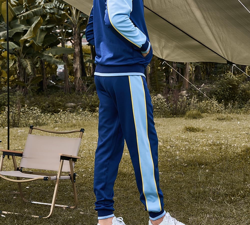 Heren Trainingspak 2-Delig – Colorblock met Sportieve Strepen