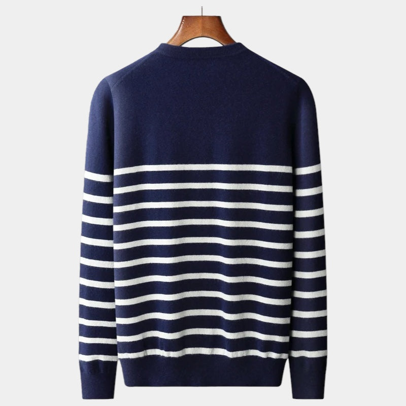 Merino Wol Navy Trui – Tijdloze Luxe voor Heren