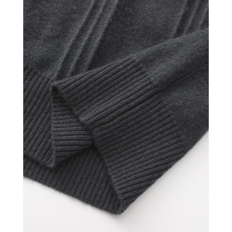 100% Kasjmier Geribbelde Half Zip