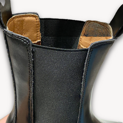 Dames Zwarte Leren Chelsea Boots – Chunky Zool & Slip-On Comfort