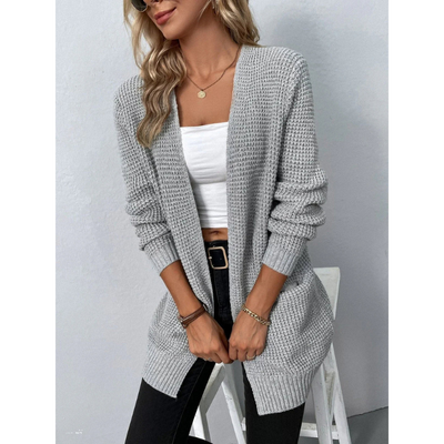 Dames Lange Gebreide Vest – Klassiek & Comfortabel