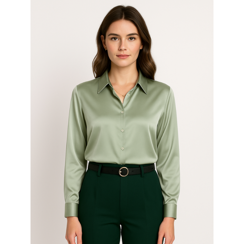 Satijnen Dames Blouse met Knopen – Elegant & Tijdloos