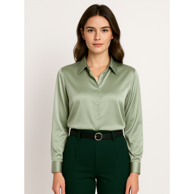 Satijnen Dames Blouse met Knopen – Elegant & Tijdloos