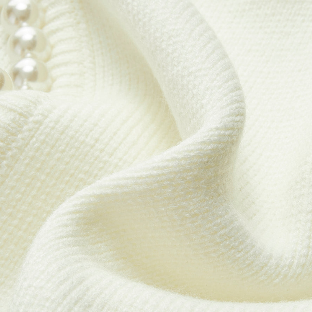 Dames Gebreid Vest met Parel Afwerking – Elegant & Tijdloos