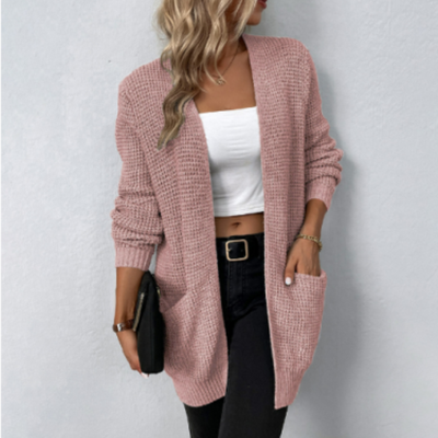 Dames Lange Gebreide Vest – Klassiek & Comfortabel