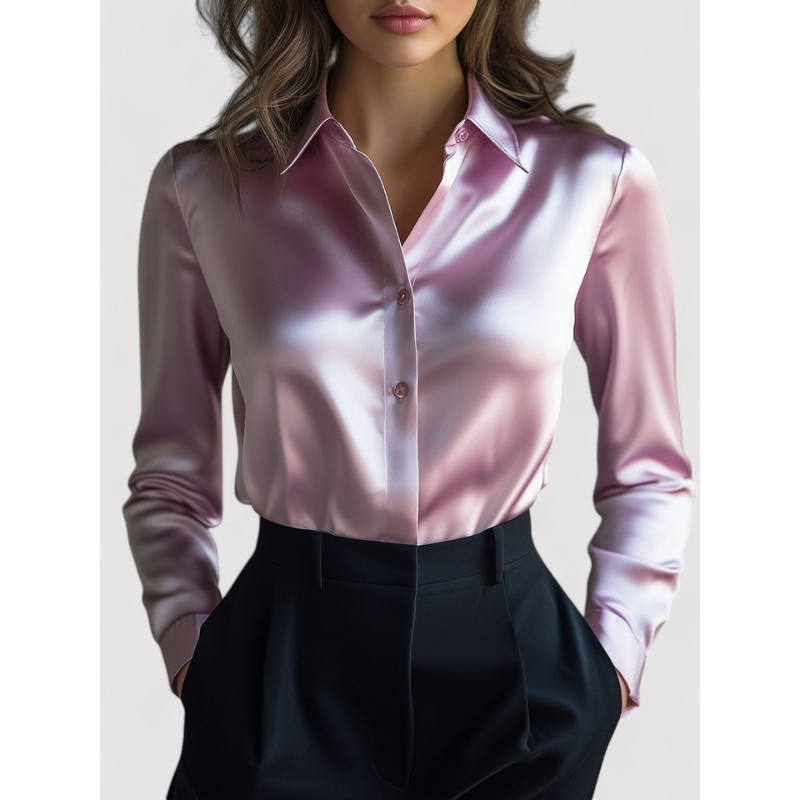 Verona Elegante Satijnen Damesblouse met Lange Mouwen