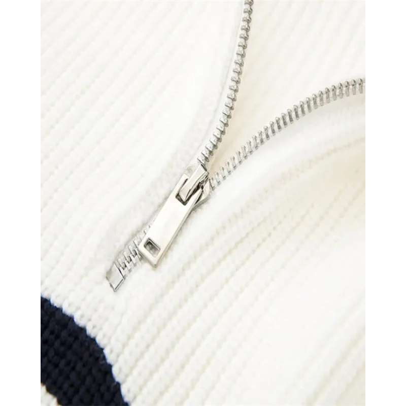 Gestreepte Gebreide Zip-Up Trui