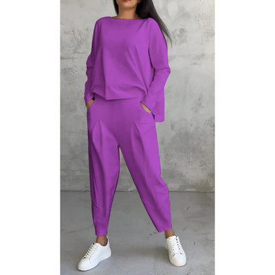 Dames Tweedelig Set – Langarm Top & Harem Broek Comfortabel en Stijlvol