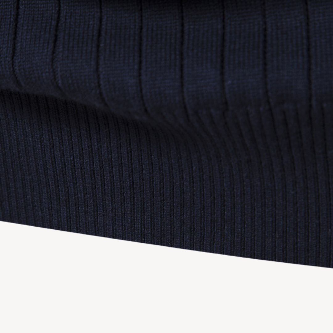 Heren Geribde Katoenen Half-Zip Trui