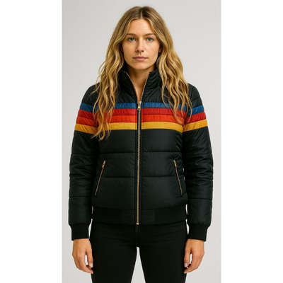 Dames Waterdichte Pufferjas met Capuchon – Kleurblok Winterjas