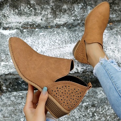 Elegante Leren Dames Schoenen Met Lage Hak – Comfort & Stijl