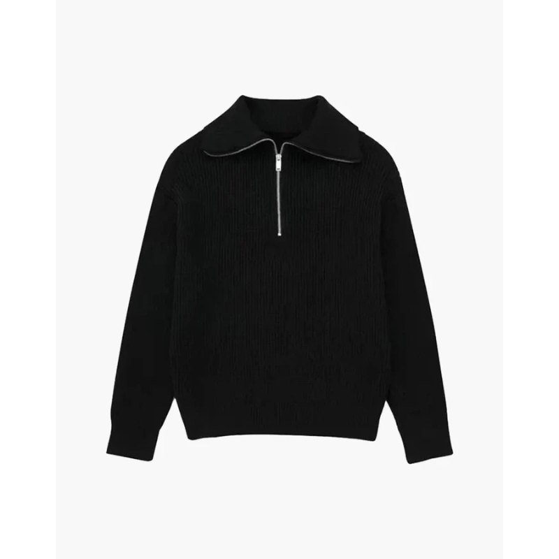 Gestreepte Gebreide Zip-Up Trui