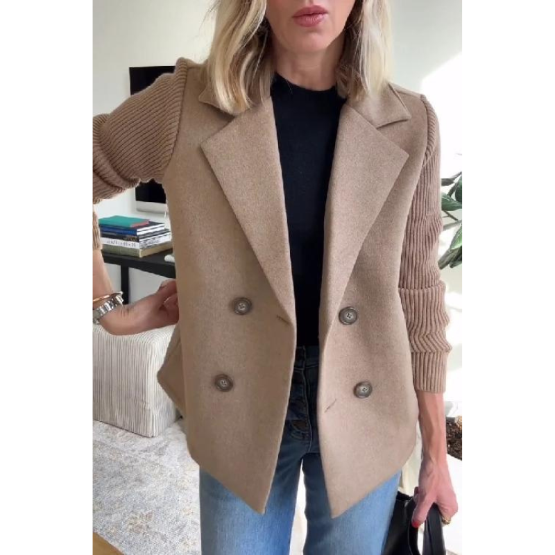 Dubbellaagse Blazer met Gebreide Mouwen