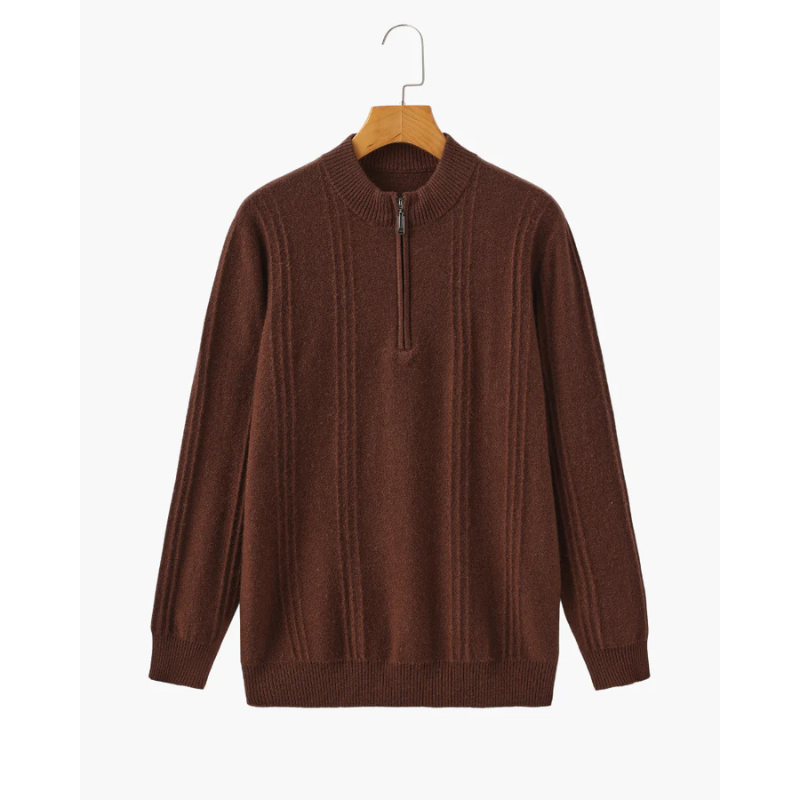 100% Kasjmier Geribbelde Half Zip