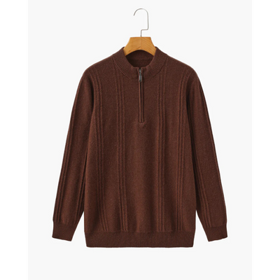 100% Kasjmier Geribbelde Half Zip